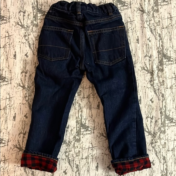 Dark Blue Cuffed Jeans with Elastic Waistband and Straight-Leg Fit - Picture 2 of 3